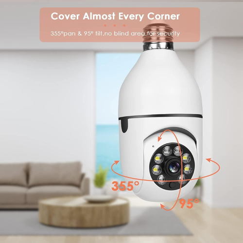 Camera Ampoule Intelligente 360° Wifi Sécurité et surveillance à Domicile (1080p)