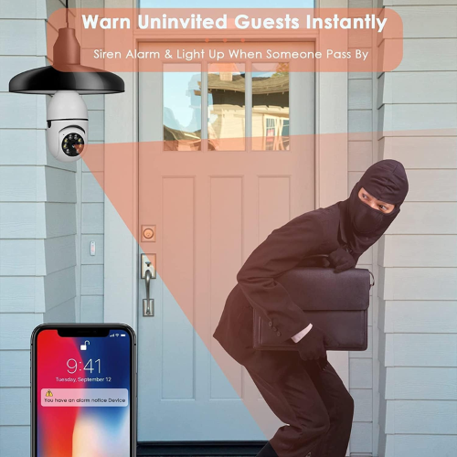 Camera Ampoule Intelligente 360° Wifi Sécurité et surveillance à Domicile (1080p)