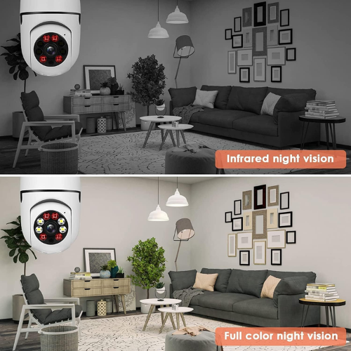 Camera Ampoule Intelligente 360° Wifi Sécurité et surveillance à Domicile (1080p)